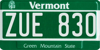 VT license plate ZUE830
