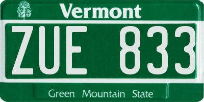 VT license plate ZUE833
