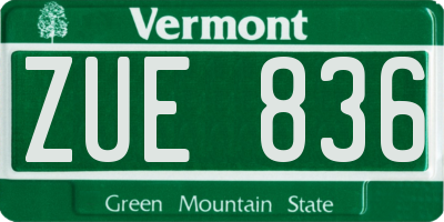 VT license plate ZUE836