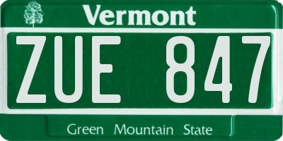 VT license plate ZUE847