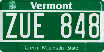 VT license plate ZUE848