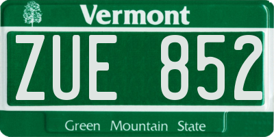 VT license plate ZUE852