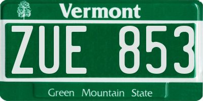 VT license plate ZUE853