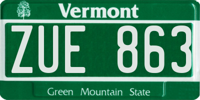 VT license plate ZUE863