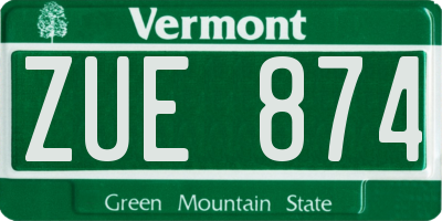 VT license plate ZUE874