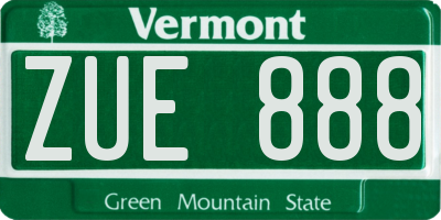 VT license plate ZUE888