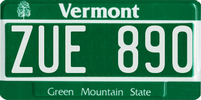 VT license plate ZUE890