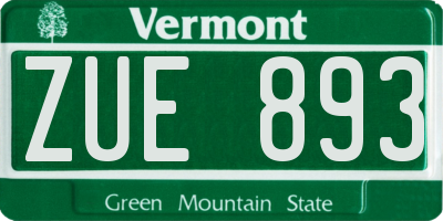 VT license plate ZUE893
