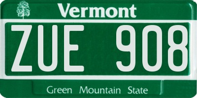 VT license plate ZUE908