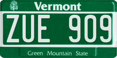 VT license plate ZUE909