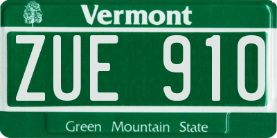 VT license plate ZUE910