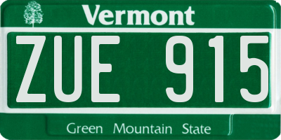 VT license plate ZUE915
