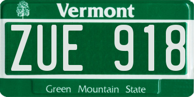 VT license plate ZUE918