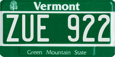 VT license plate ZUE922