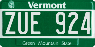 VT license plate ZUE924