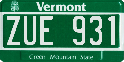 VT license plate ZUE931
