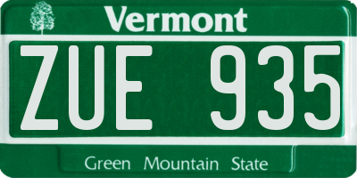 VT license plate ZUE935