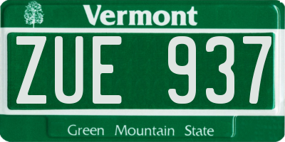 VT license plate ZUE937