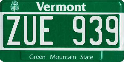 VT license plate ZUE939