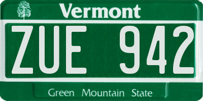 VT license plate ZUE942