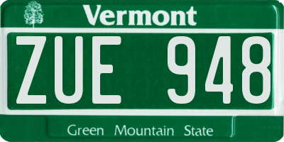 VT license plate ZUE948
