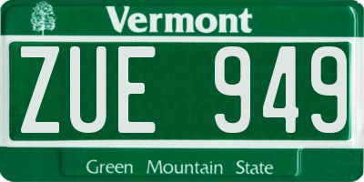 VT license plate ZUE949