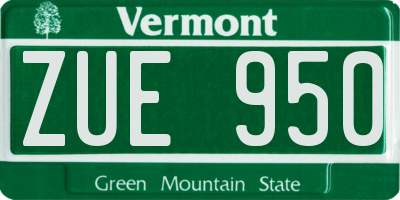 VT license plate ZUE950