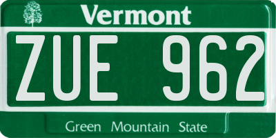 VT license plate ZUE962