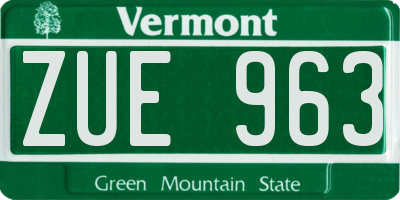 VT license plate ZUE963