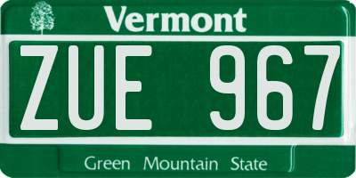 VT license plate ZUE967