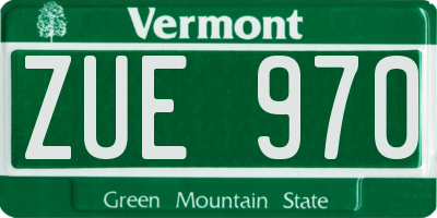 VT license plate ZUE970