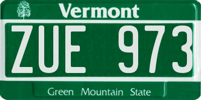 VT license plate ZUE973