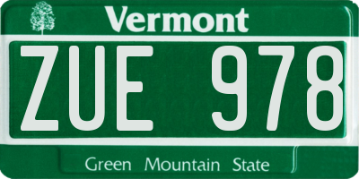VT license plate ZUE978