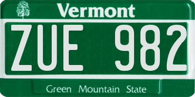 VT license plate ZUE982