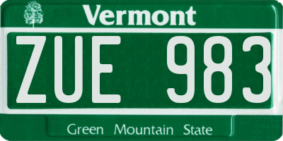 VT license plate ZUE983