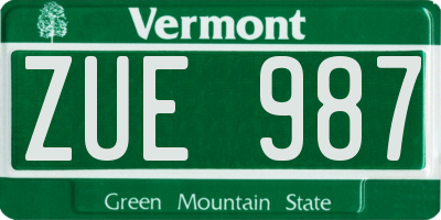 VT license plate ZUE987