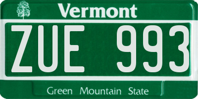 VT license plate ZUE993