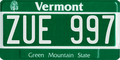 VT license plate ZUE997