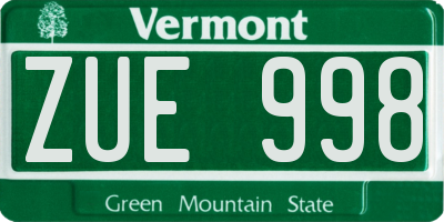 VT license plate ZUE998