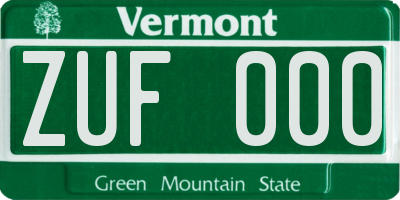 VT license plate ZUF000