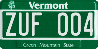 VT license plate ZUF004