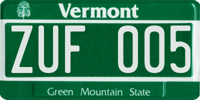VT license plate ZUF005