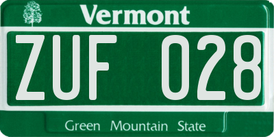 VT license plate ZUF028