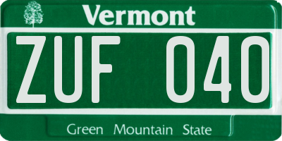VT license plate ZUF040