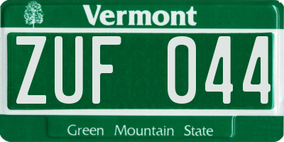 VT license plate ZUF044