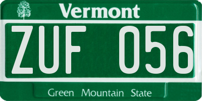 VT license plate ZUF056