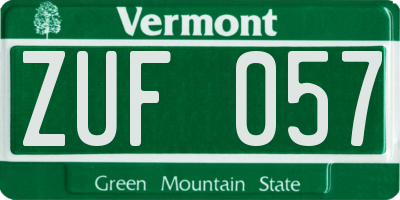VT license plate ZUF057