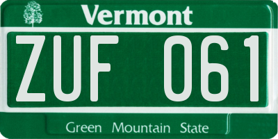 VT license plate ZUF061