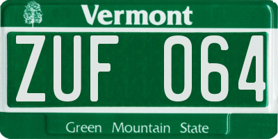 VT license plate ZUF064