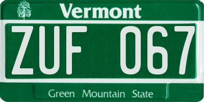 VT license plate ZUF067
